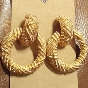 Gold Braided Hoop Earrings with Vintage Charm